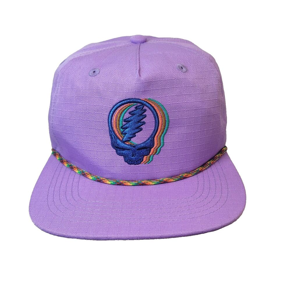 Wookles & Co. Stealy Grateful Dead Patch Rope Hat Snapback Lavender Rainbow Rope